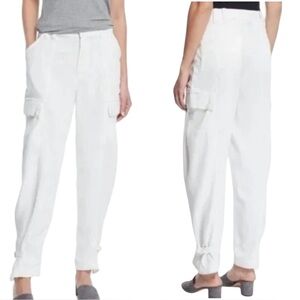 Joie Alexica Draped High Waisted Cargo Pants Pockets in white color - Size 6